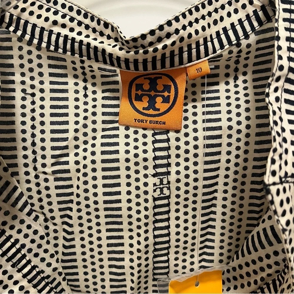 NWT Tory Burch Size 10 Stephanie Long Sleeve Tunic Cotton Blouse Khaki
